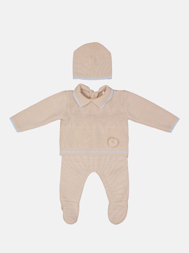 Baby Boy New Santiago Collection Knitted 3-piece Set - Beige