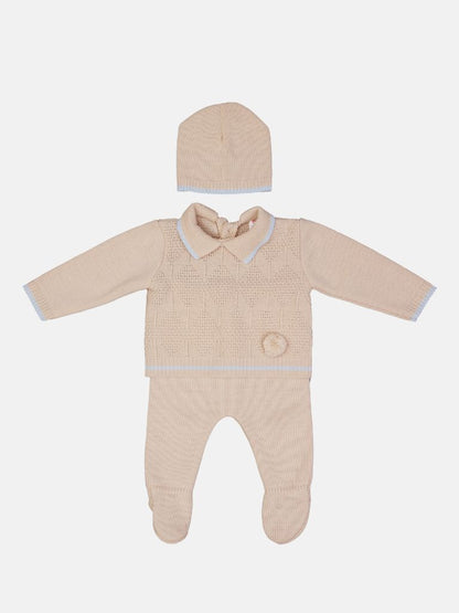 Baby Boy New Santiago Collection Knitted 3-piece Set - Beige