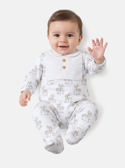 Baby Grow Rocking Horse Collection with Peter Pan Collar - Baby Blue