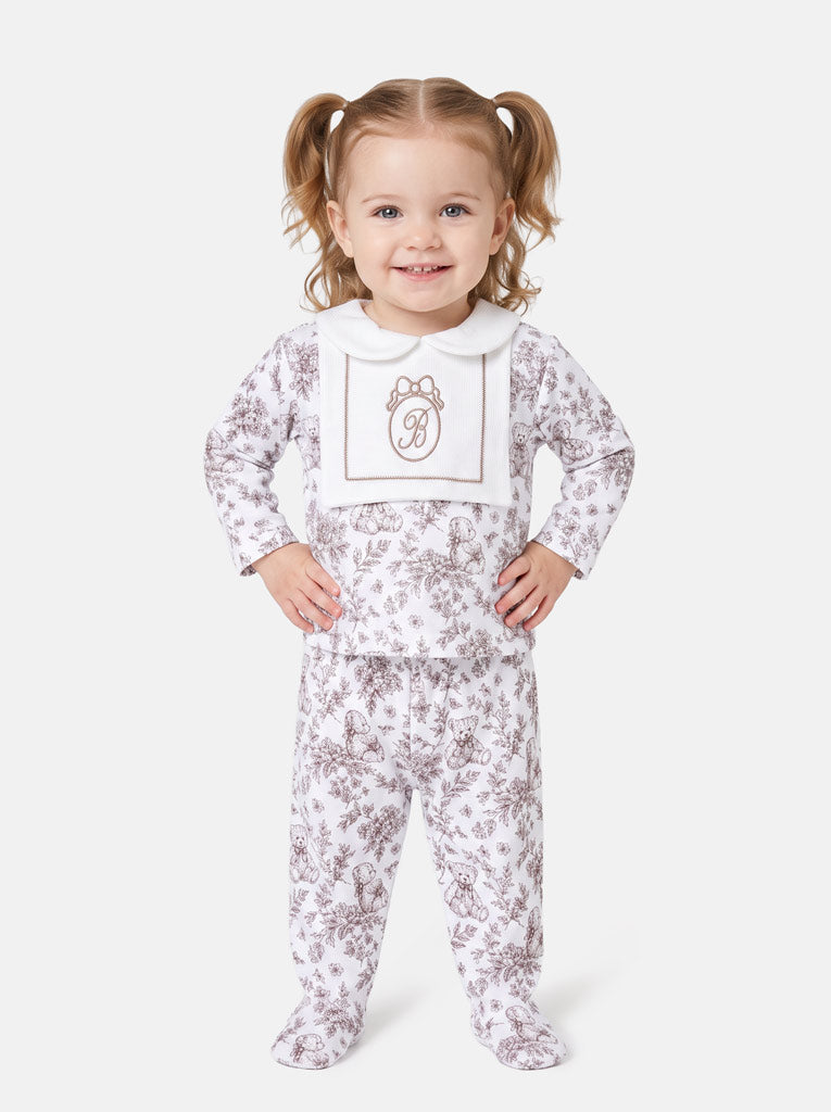 Baby Long-Sleeve 2-Piece Pyjama Set - Teddy Collection - Beige