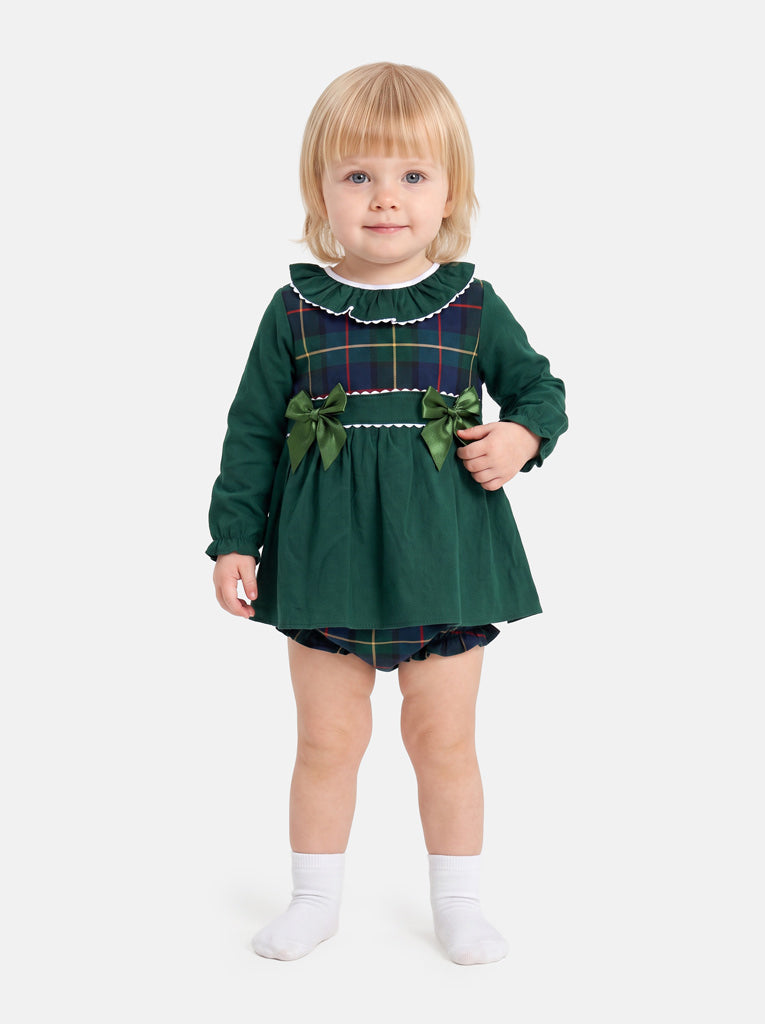 Baby Girl Holly Jolly Collection 2-Piece Top & Bloomers Tartan Set - Emerald Green