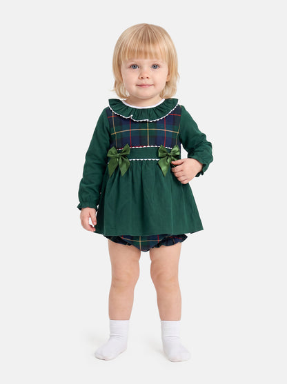 Baby Girl Holly Jolly Collection 2-Piece Top & Bloomers Tartan Set - Emerald Green