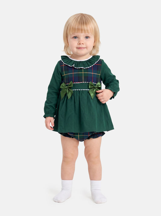 Baby Girl Holly Jolly Collection 2-Piece Top & Bloomers Tartan Set - Emerald Green
