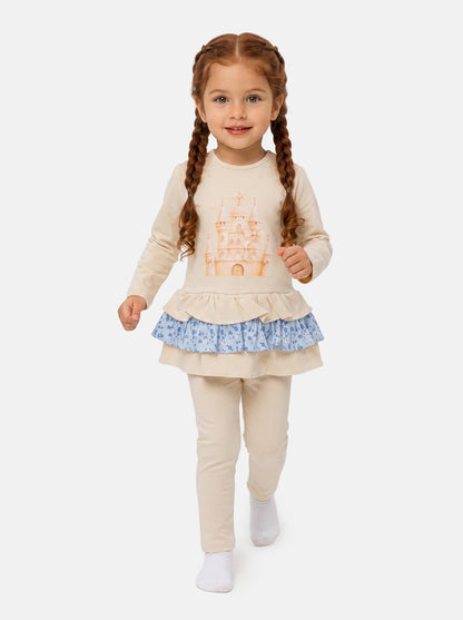 Baby Girl Leggings and Top Set - Castle Collection - Beige