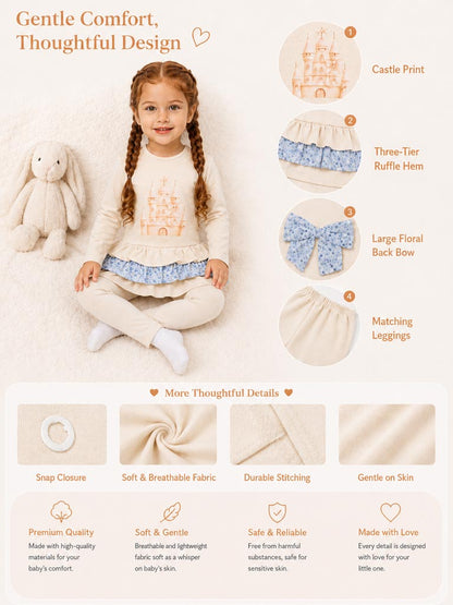 Baby Girl Leggings and Top Set - Castle Collection - Beige