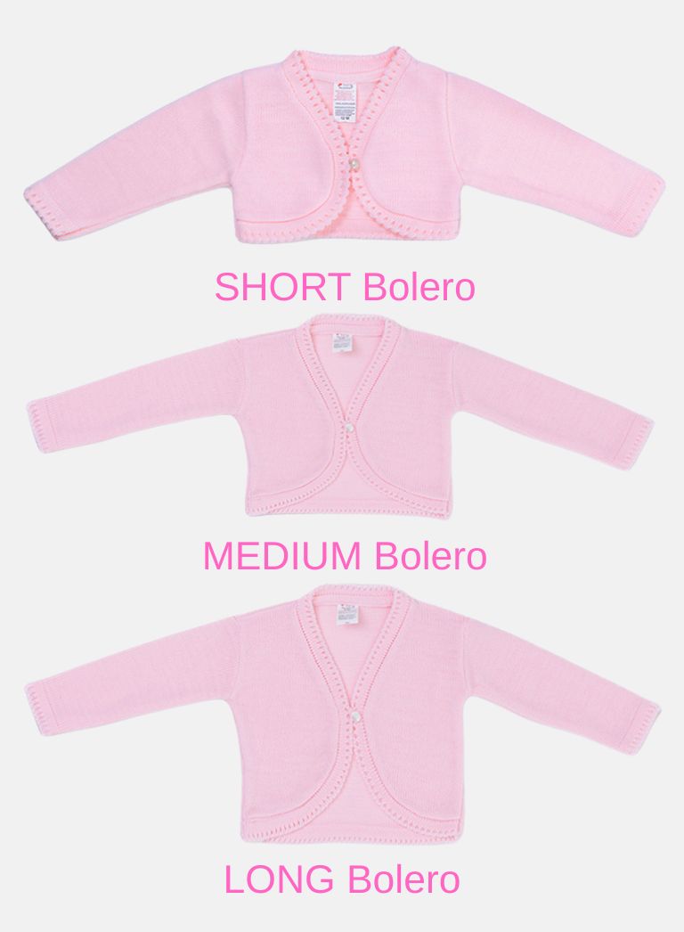 Luxury Baby Girl LONG Bolero with Button - Pink