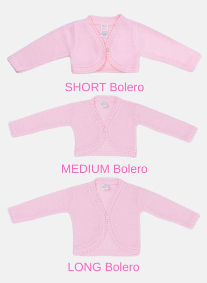 Luxury Baby Girl LONG Bolero with Button - Pink
