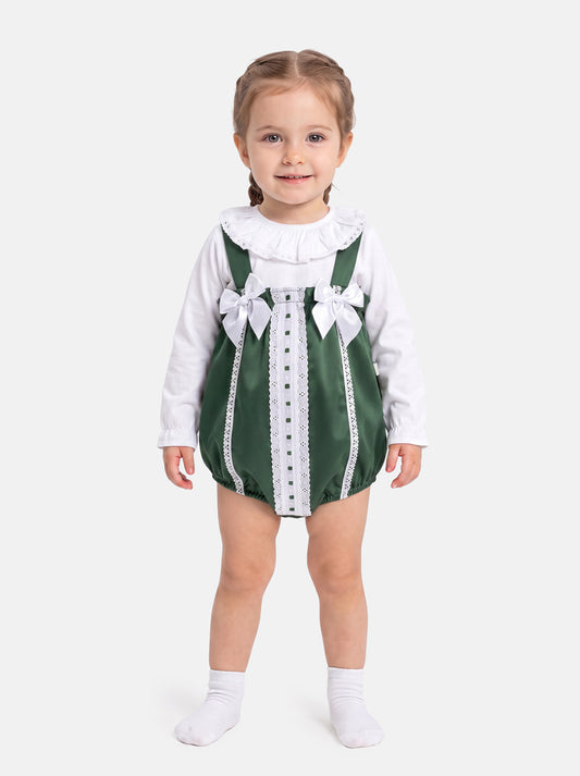 Baby Girl Miracle Collection 2-Piece Set Velvet Romper - Emerald Green
