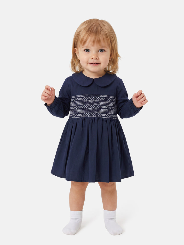 Girl Marissa Collection Smocked Dress Baby & Toddler - Navy Blue