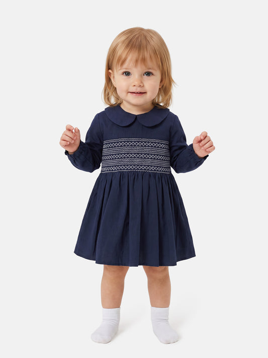 Girl Marissa Collection Smocked Dress Baby & Toddler - Navy Blue