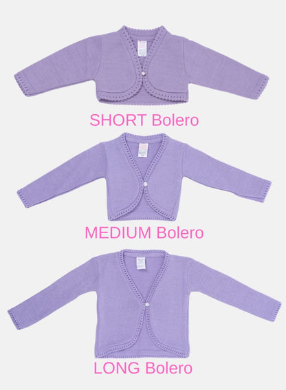 Luxury Baby Girl LONG Bolero with Button - Purple