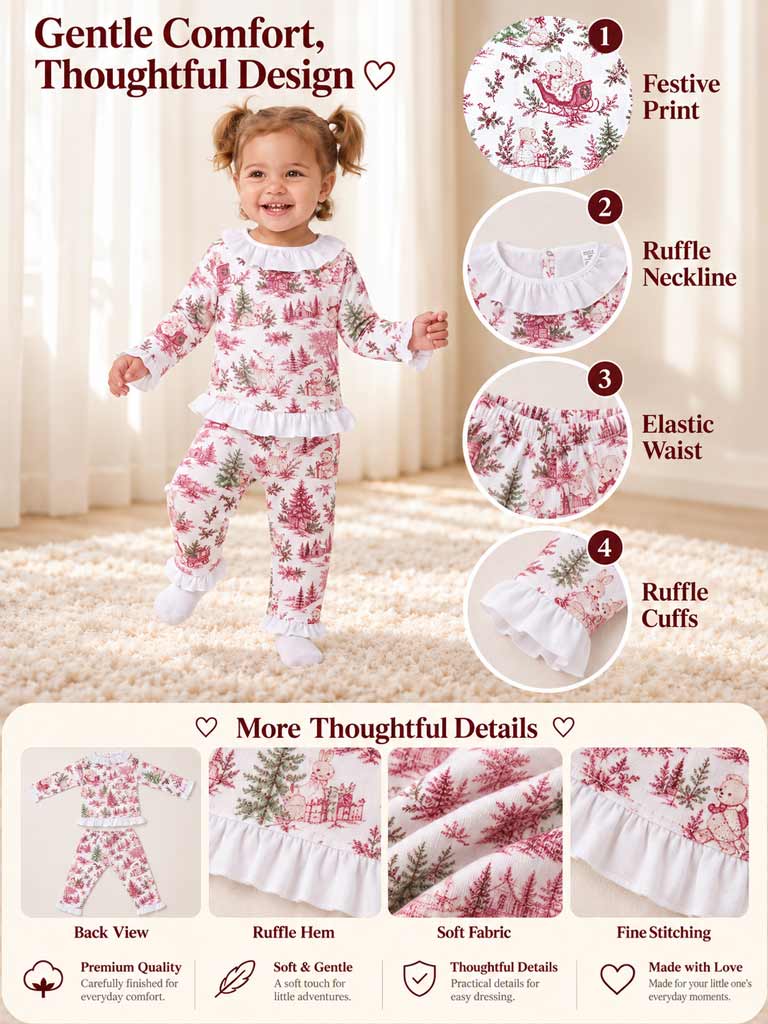 Girl 2-Piece Velour Pyjama Set - Christmas Print Collection - LIMITED EDITION