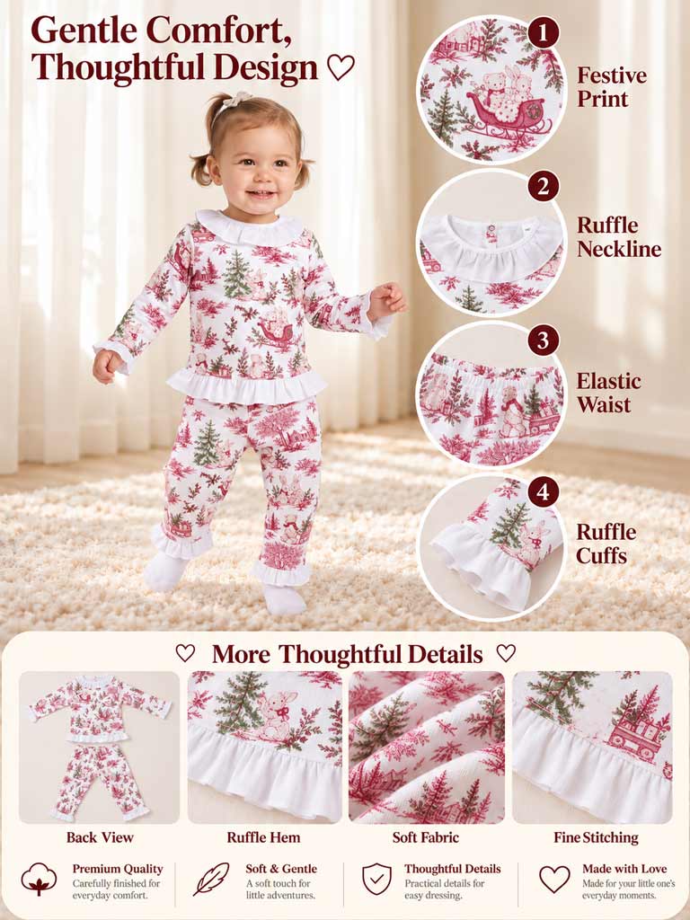 Girl 2-Piece Cotton Pyjama Set - Christmas Print Collection - LIMITED EDITION