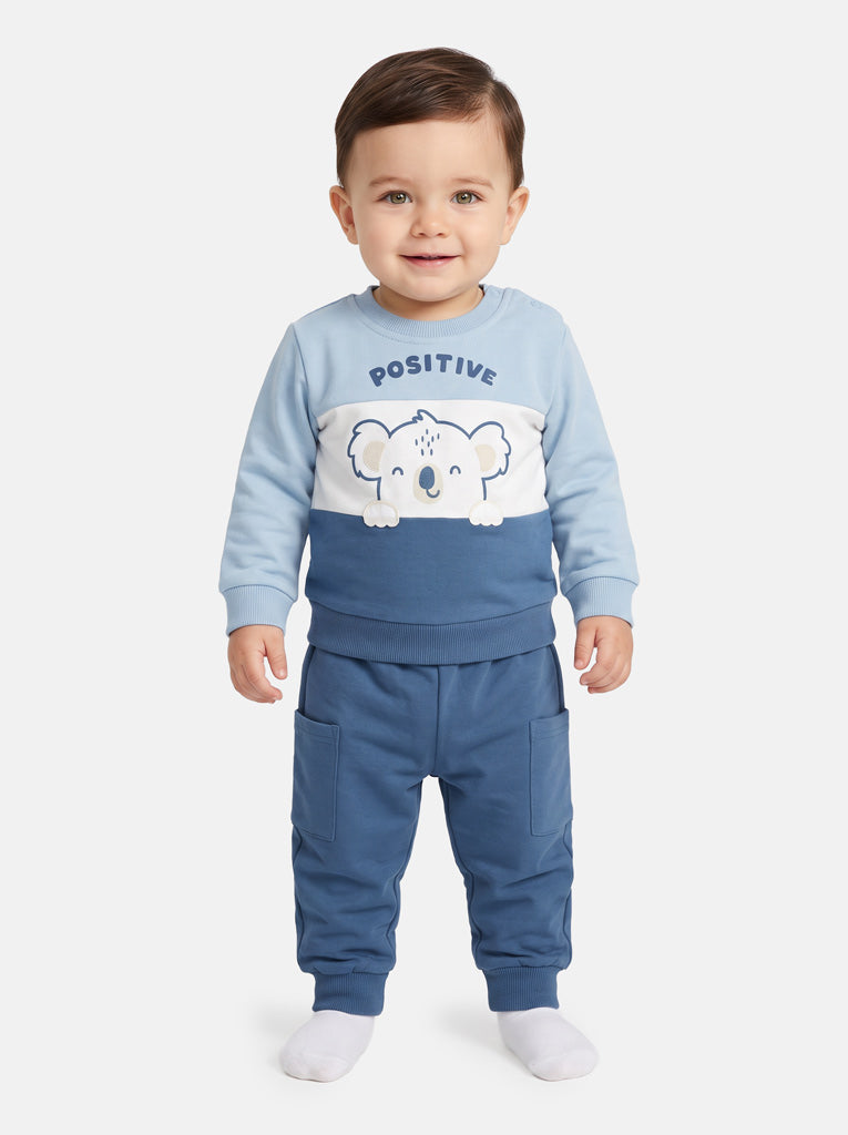 Baby Boy Pietro Collection 2-Piece Tracksuit Set with Koala Design - Blue