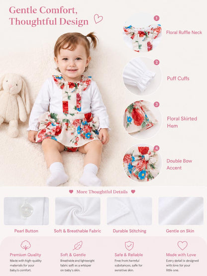 Baby Girl Camelia Collection 2-piece Top & Bloomers Set - Cream