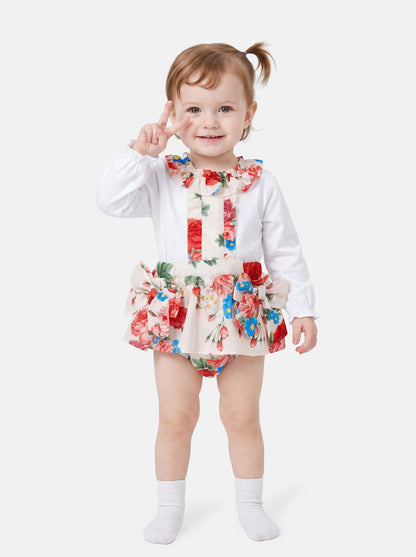 Baby Girl Camelia Collection 2-piece Top & Bloomers Set - Cream