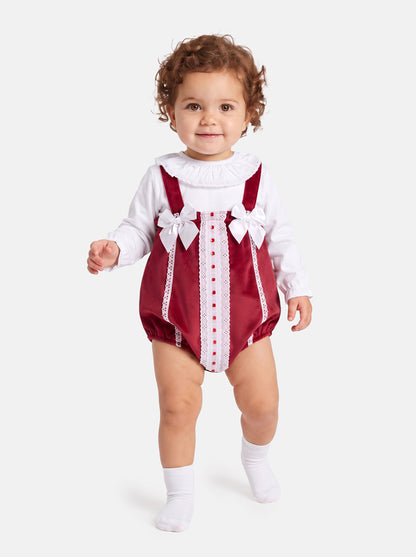 Baby Girl Miracle Collection 2-Piece Set Velvet Romper - Red