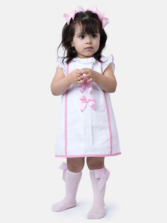 Baby Girl Lia Collection Spanish Dress with Bows-White
