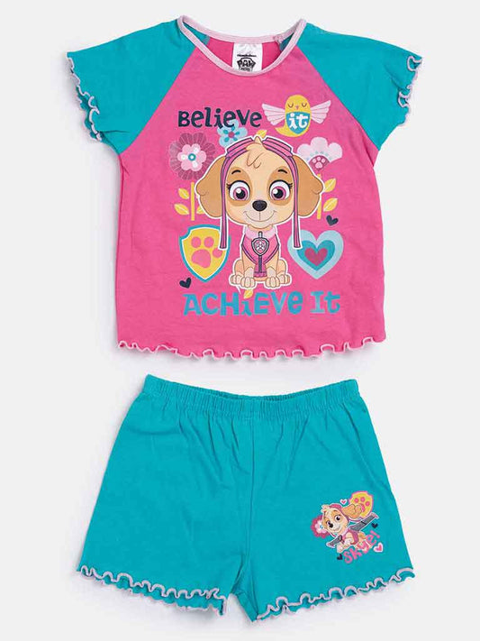 Paw Patrol Skye Baby Girl Short Pyjama Set - Pink & Blue Mint