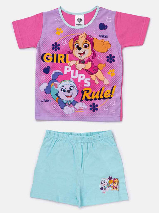 Paw Patrol Baby Girl Short Pyjama Set - Pink & Mint Blue