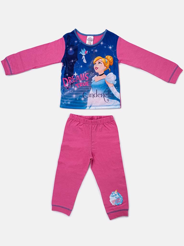 Princess Cinderella Baby Girl Long Pyjama Set - Pink & Blue