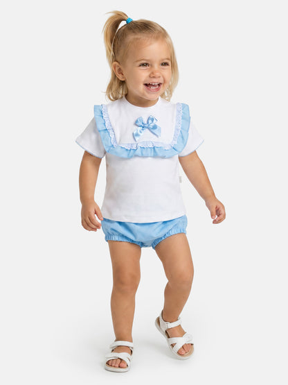 Baby Girl Carla Collection 2-Piece Romper Set - Baby Blue
