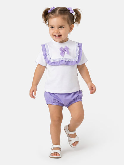 Baby Girl Carla Collection 2-Piece Romper Set - Purple