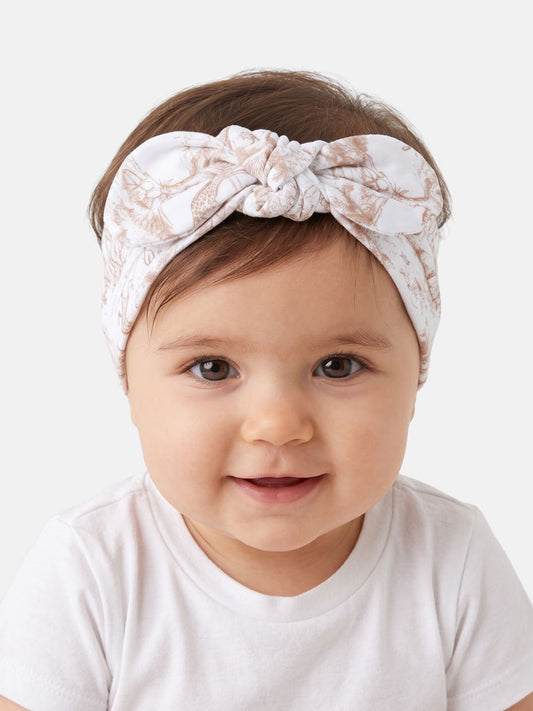 Baby Girl Safari Collection Cotton Headband - Beige