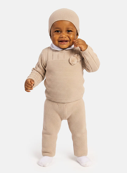 Baby Boy Hugo Collection 3-piece Knitted Set - Beige