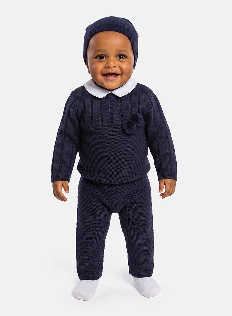 Baby Boy Hugo Collection 3-piece Knitted Set - Navy Blue