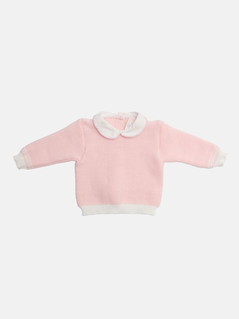 Baby Girl 3-piece Top, Dungaree & Bonnet Cable Knitted Set - Pink