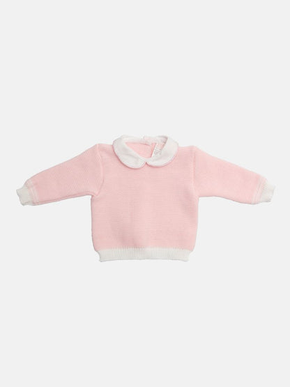 Baby Girl 3-piece Top, Dungaree & Bonnet Cable Knitted Set - Pink