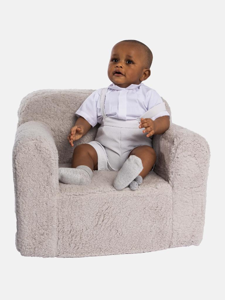 Baby Boy Madrid Collection Romper with White Shirt - Grey