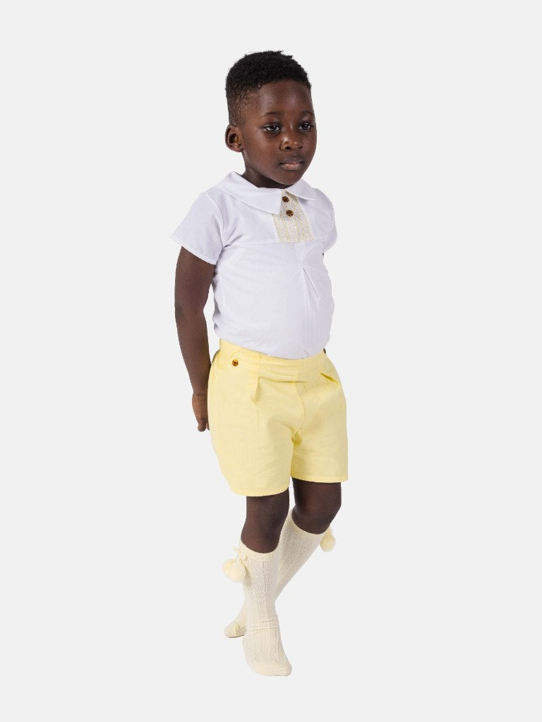 Baby Boy Diego Collection Spanish 2-Piece Romper Set - Lemon Yellow