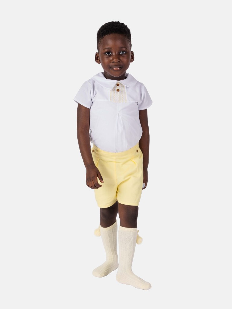 Baby Boy Diego Collection Spanish 2-Piece Romper Set - Lemon Yellow
