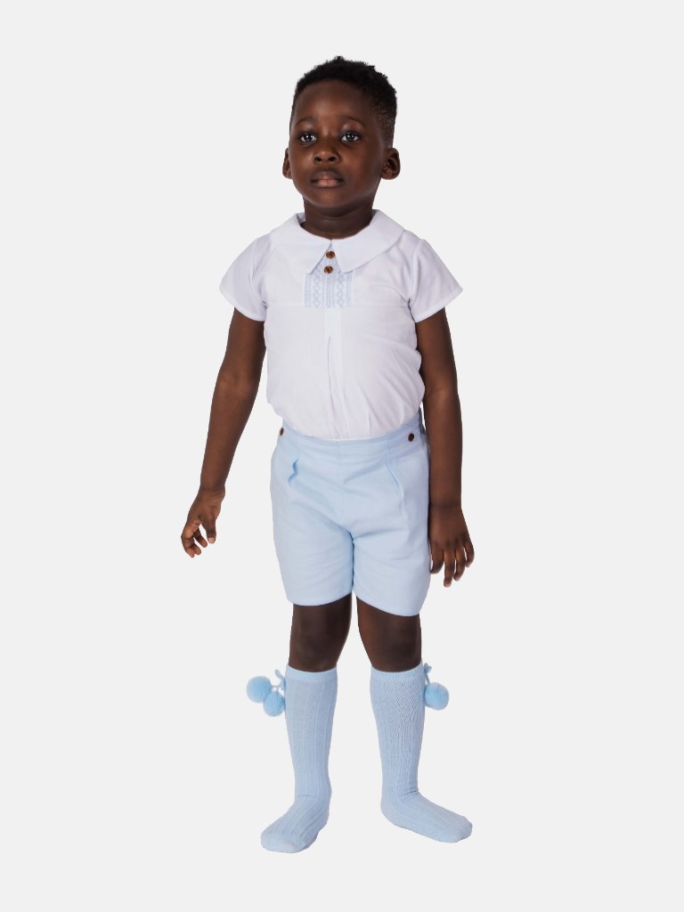 Baby Boy Diego Collection Spanish 2-Piece Romper Set - Baby Blue