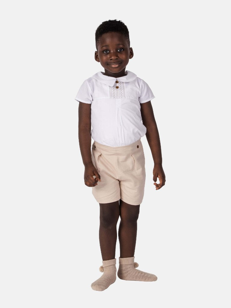 Baby Boy Diego Collection Spanish 2-Piece Romper Set - Beige