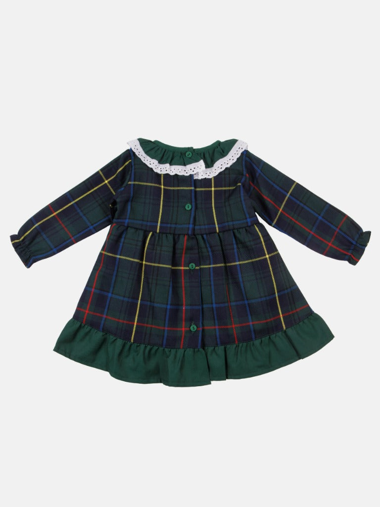 Baby Girl Star Collection Dress with Tartan Beret - Green & Tartan