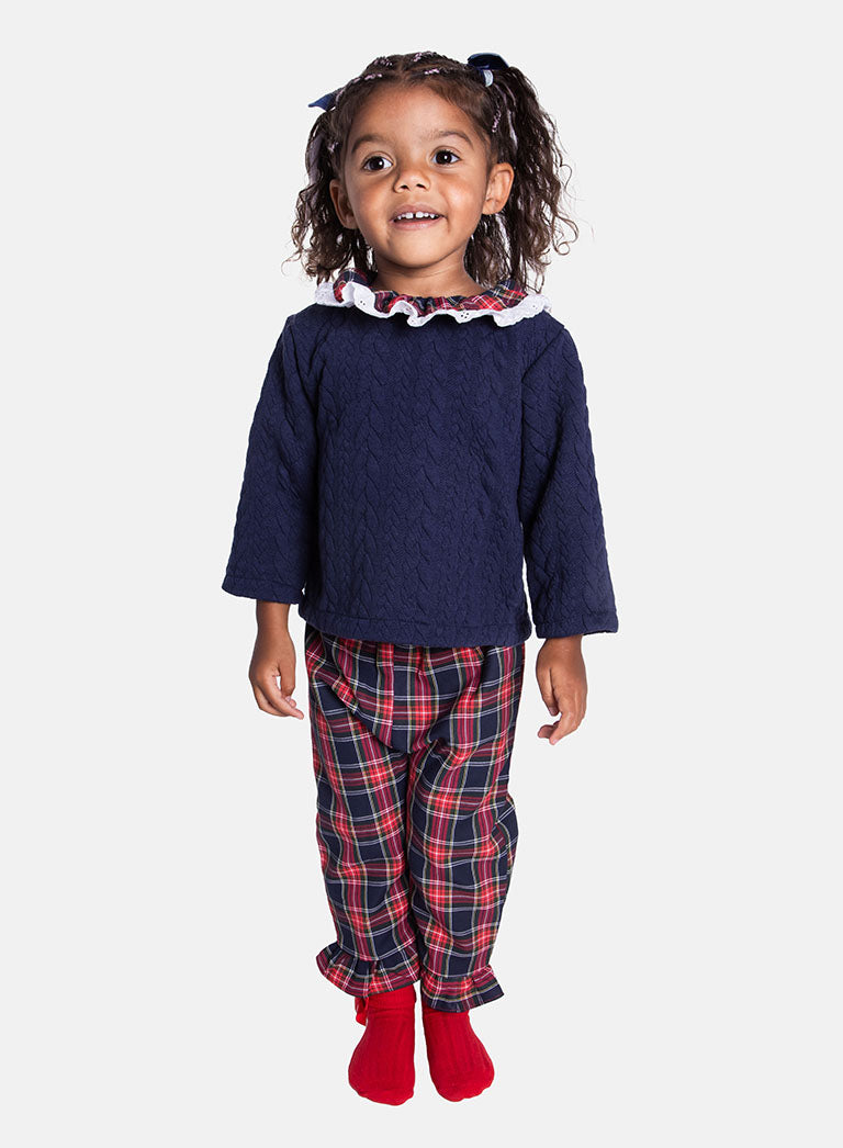 Baby Girl Holiday Angel Collection 2-piece Set - Navy Blue & Green