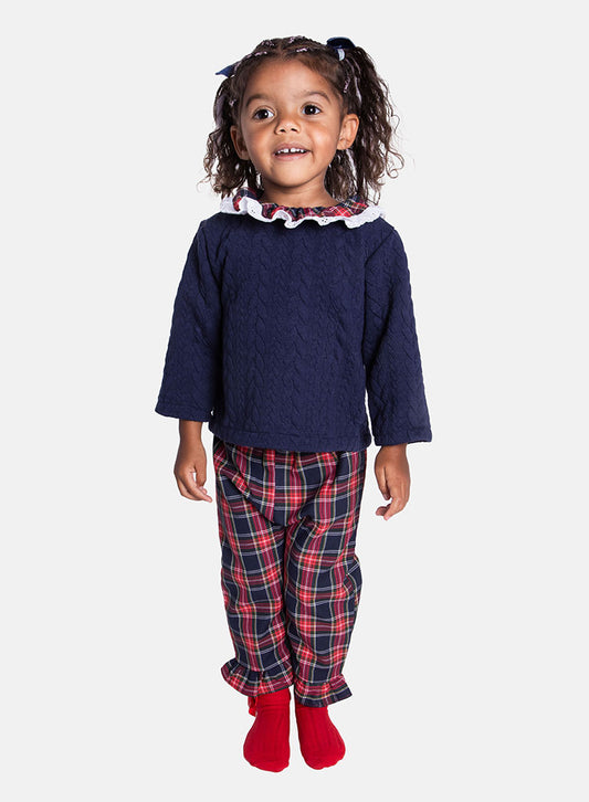 Baby Girl Holiday Angel Collection 2-piece Set - Navy Blue & Green