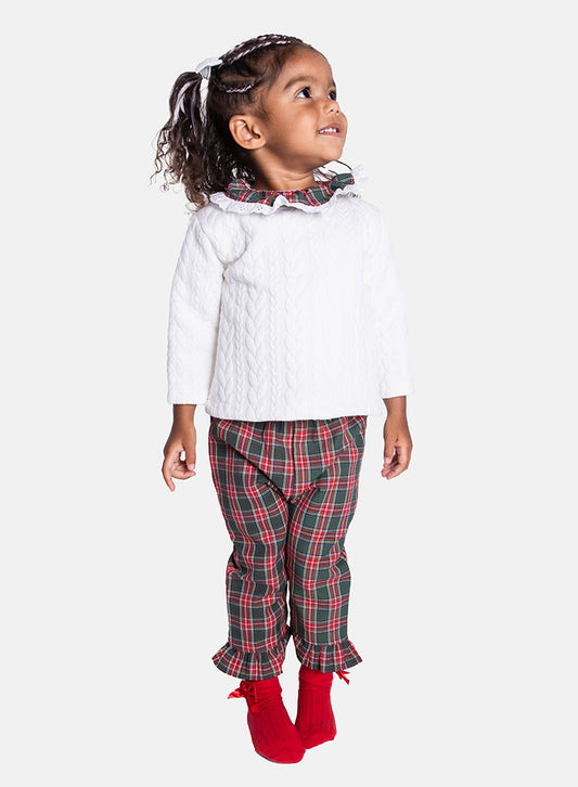 Baby Girl Holiday Angel Collection  Frilly 2-piece - White & Green