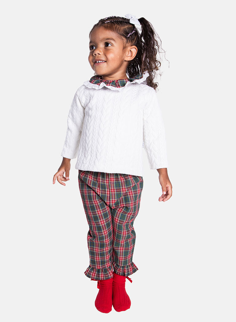 Baby Girl Holiday Angel Collection  Frilly 2-piece - White & Green