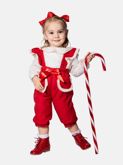 Baby Girl Clara Collection Spanish Dungarees - Red