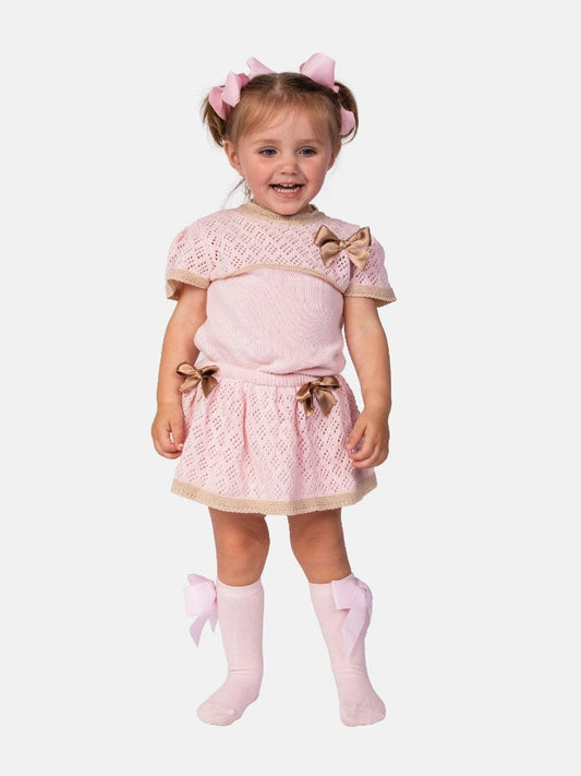 Baby Girl Rachel Collection 2-piece Spanish Knitted Set-Pink