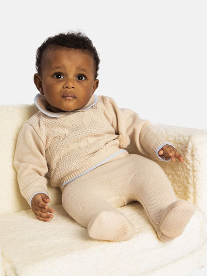 Baby Boy New Santiago Collection Knitted 3-piece Set - Beige