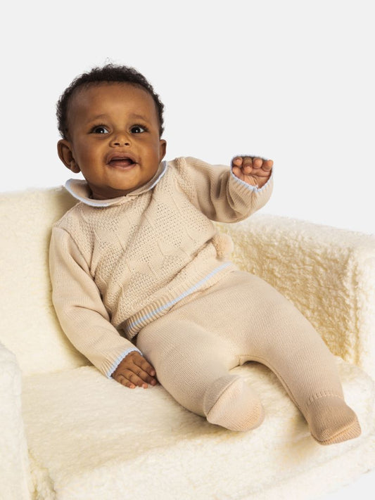 Baby Boy New Santiago Collection Knitted 3-piece Set - Beige