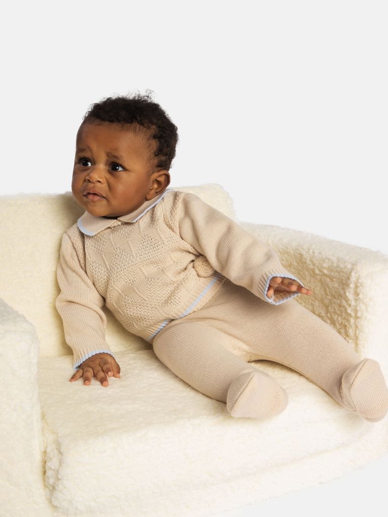 Baby Boy New Santiago Collection Knitted 3-piece Set - Beige