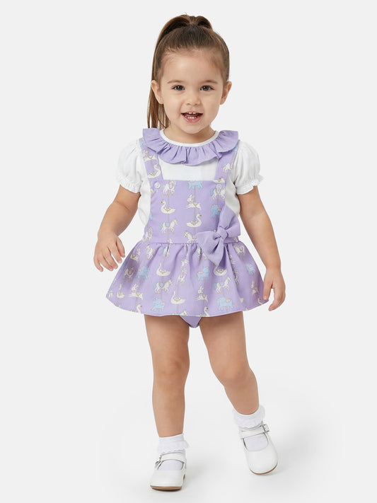 Baby Girl Carousel Romper 2-Piece Set - Lilac