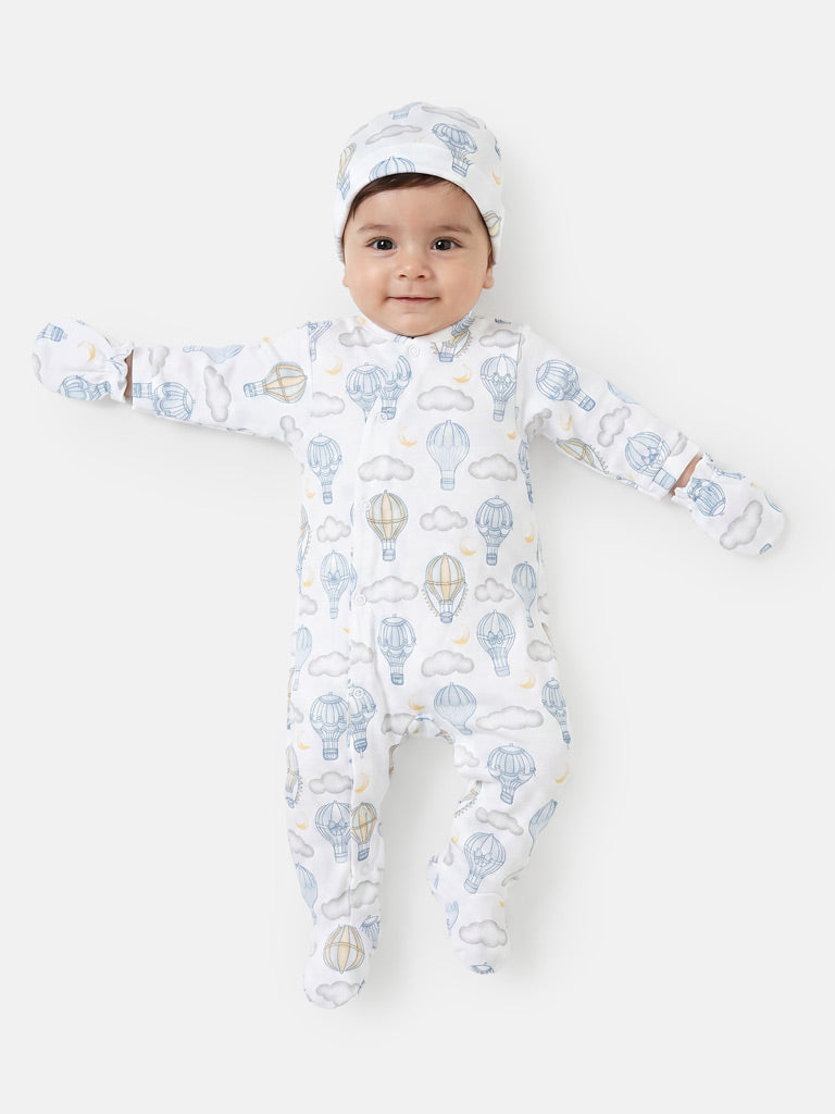 Baby Grow Hot Air Balloon Collection 3-Piece Set - Baby Blue