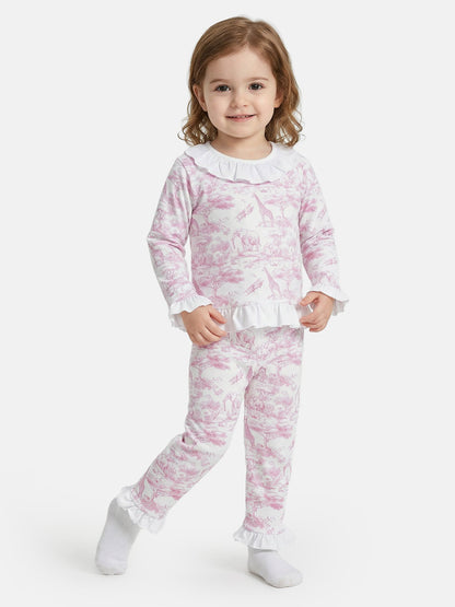 Girl Safari Collection 2-Piece Velour Pyjama Set - Baby Pink